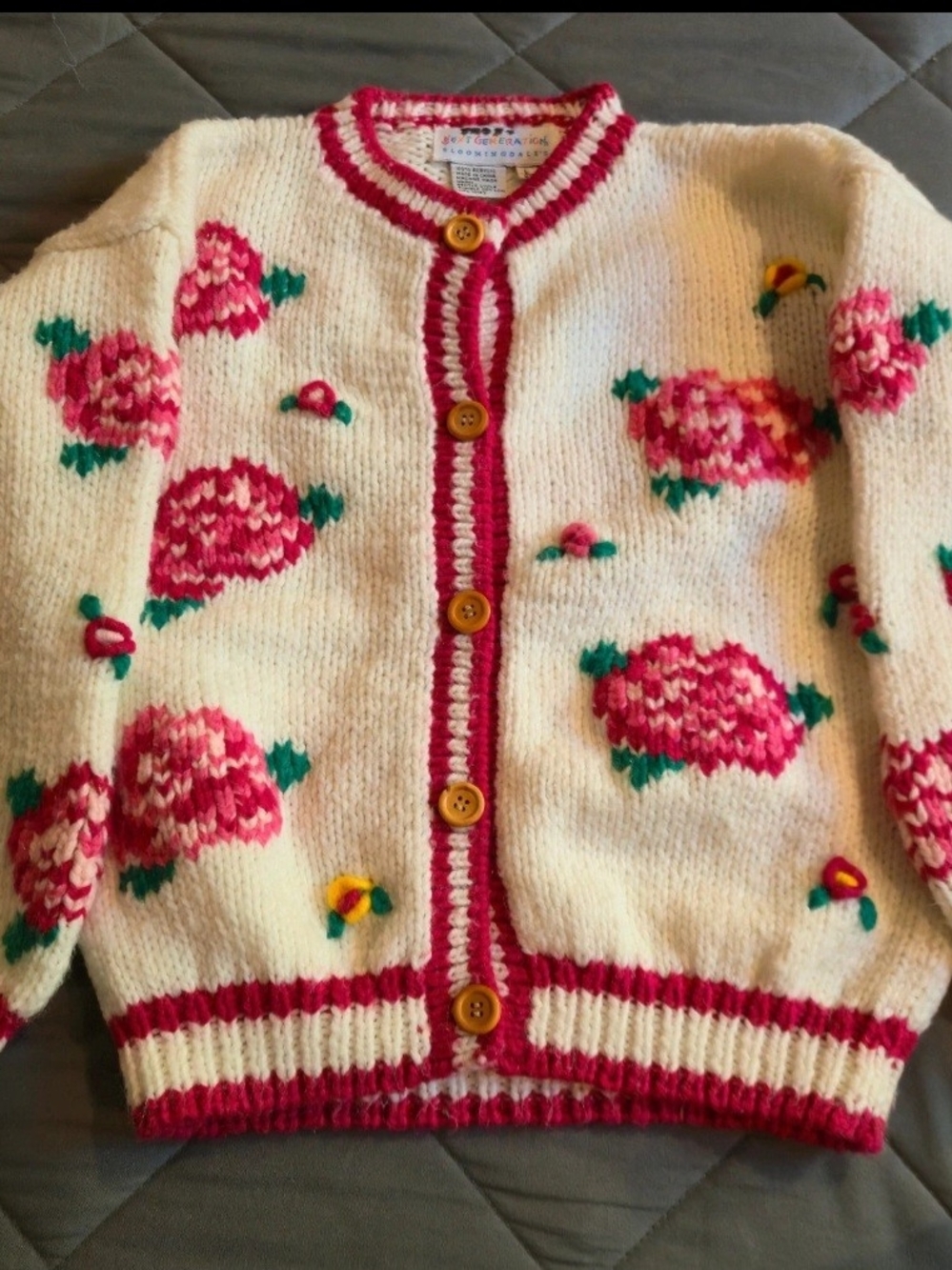 Bloomingdale's Next Generation Cream and Pink Knit Sweater